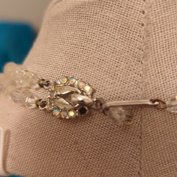 Vintage Two Strand Graduated AB Crystal Necklace - Picture 5 of 5